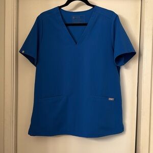 Figs Royal Blue V-Neck Casma 3 pocket Scrub Top